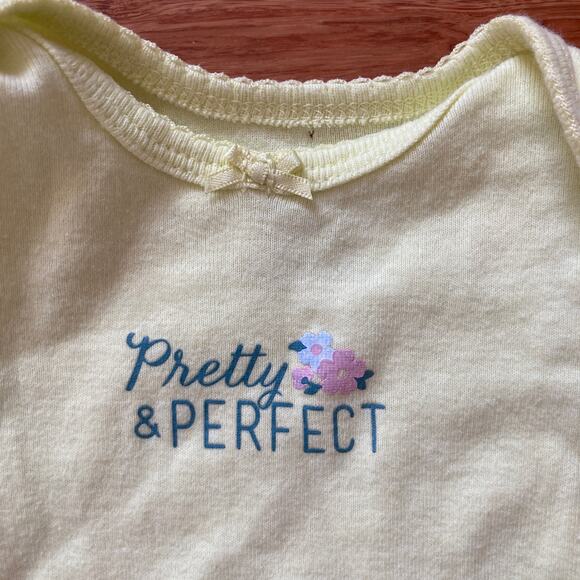 Carter’s “Pretty & Perfect” Yellow Onesie, Size NB - Picture 3 of 6